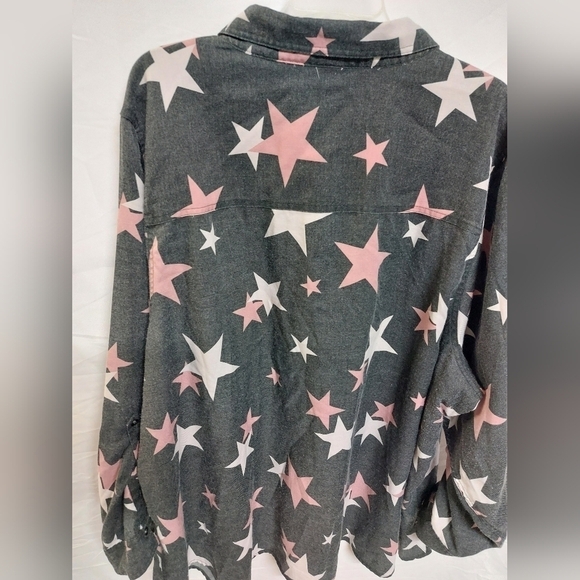 Torrid Taylor relaxed fit rayon twill button up shirt star design long sleeve 5X - Picture 12 of 15
